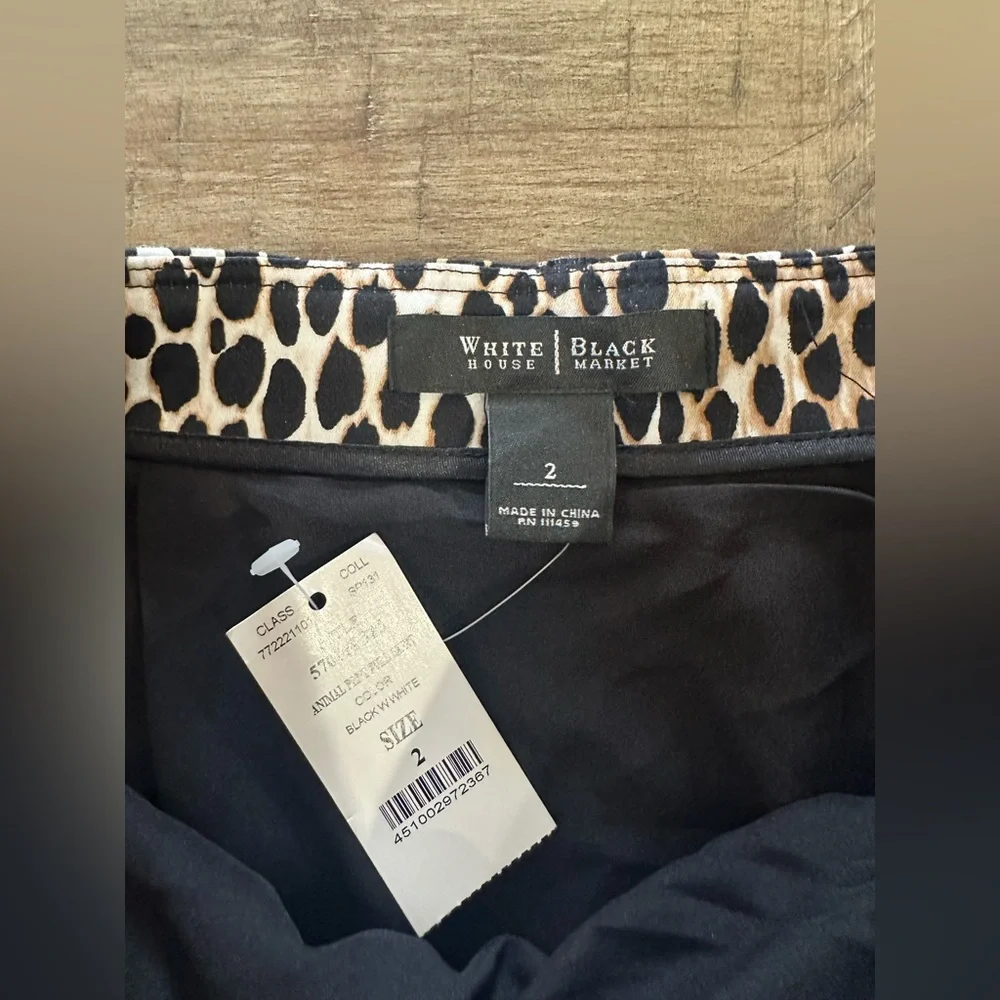 White House Black Market Leopard Animal Print Full Skirt Pockets Size 2 NWT